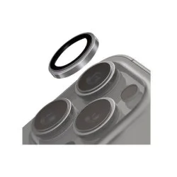 Uniq Optix Iphone 16 Pro 6.3/Pro 6.9 (2024) Stainless Steel Frame Sapphire Camera Lens Protector - Chrome Grey
